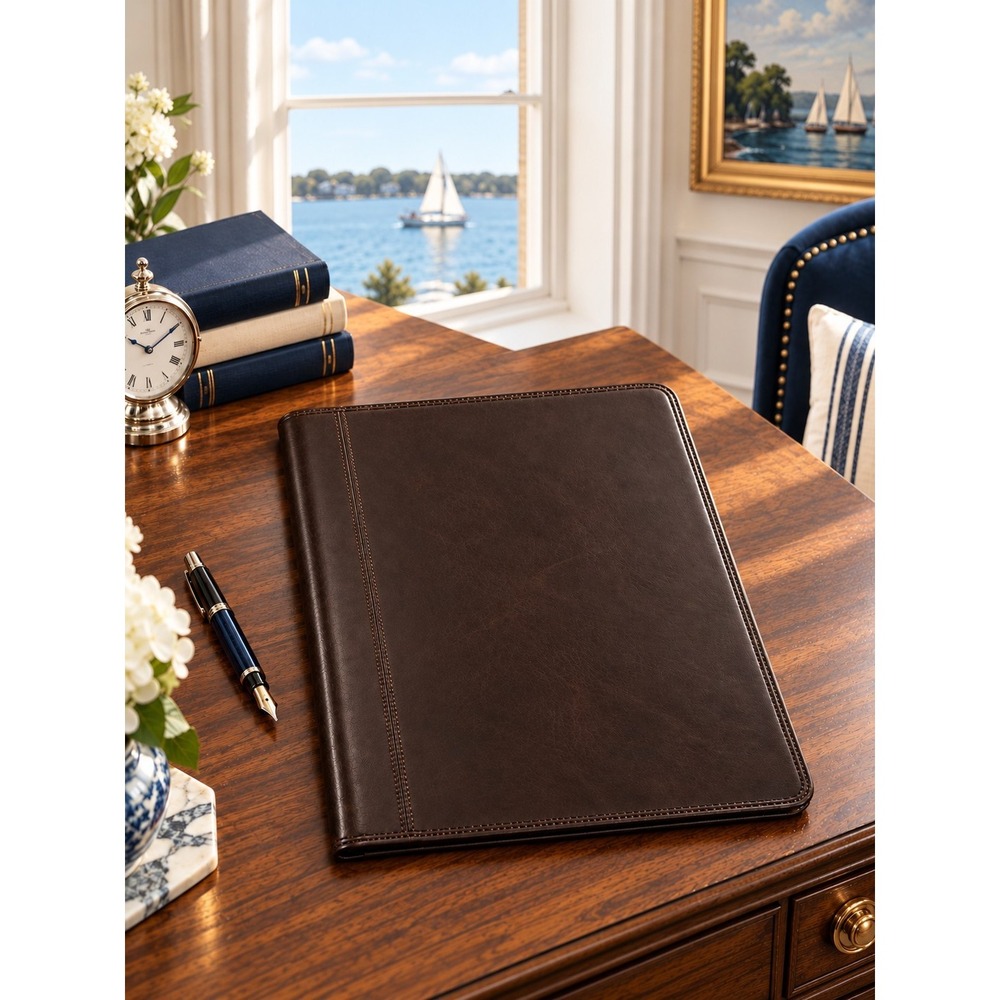 Vtg COACH Brown Leather Padfolio Portfolio Document Organizer Office 12.5x10